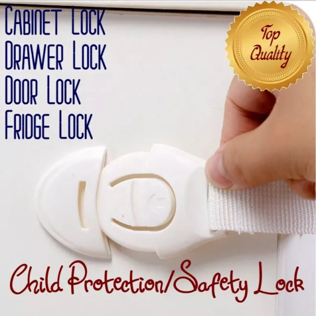 Cupboard Cabinet Drawer Fridge Self-Adhesive Safety Lock For Child-Proof Home