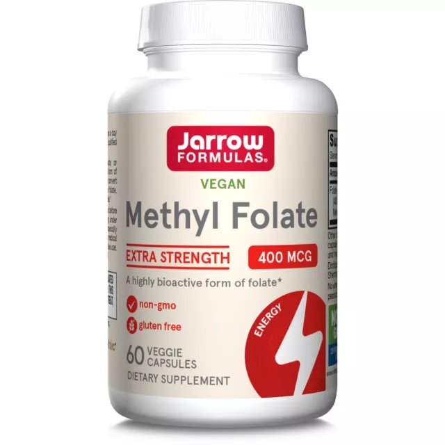 Jarrow Formulas Methyl Folate 400mcg 60 Capsules, Folic Acid, Prenatal Support