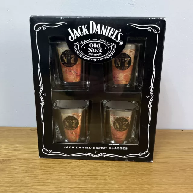 Jack Daniels Old No.7 Brand Shot Glasses  X 4 Boxed New