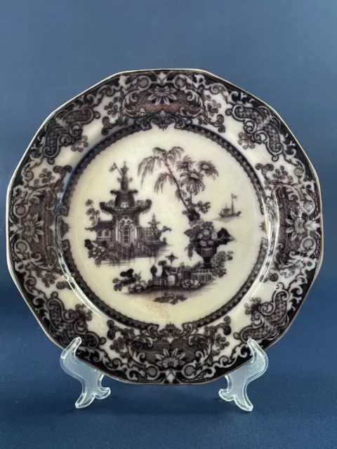 Antique Podmore, Walker & Co. Mulberry/Black Transferware plate COREAN c.1834-59