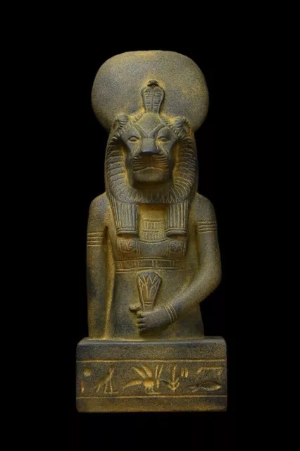 UNIQUE ANCIENT EGYPTIAN GOD Sekhmet Bust Statue Carving Hieroglyphic Handmade