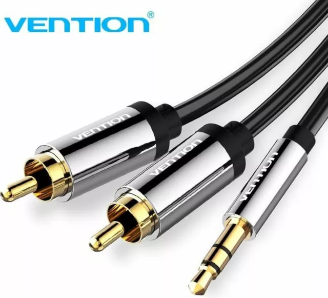 Vention 3.5mm Jack Plug to 2 RCA Male Stereo Audio Lead. 3M long. Gold Plated