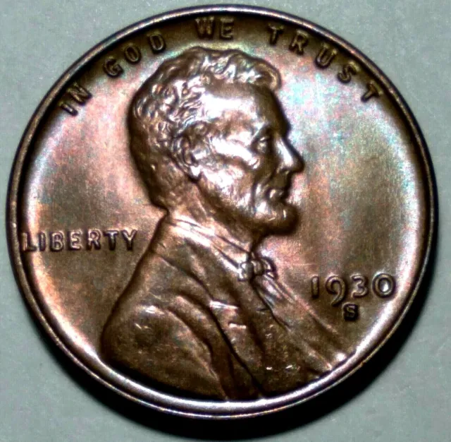 1930 S Lincoln Wheat Penny Cent BU UNC BRILLIANT UNCIRCULATED **Monster Toned**