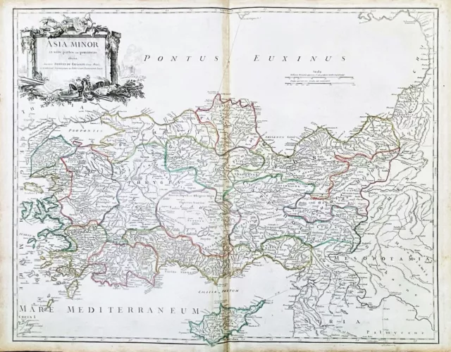 Turkey Cyprus Crete Asia Asian Card Map Vaugondy 1756