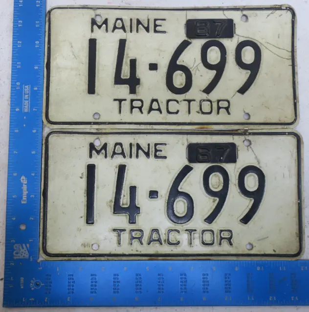 Maine License Plate Tag Pair 1967 67 Tractor 14 699 Set