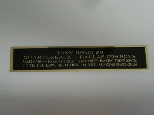 Tony Romo Football Card Dallas Cowboys Card Display Case Nameplate 1.25" X 6"