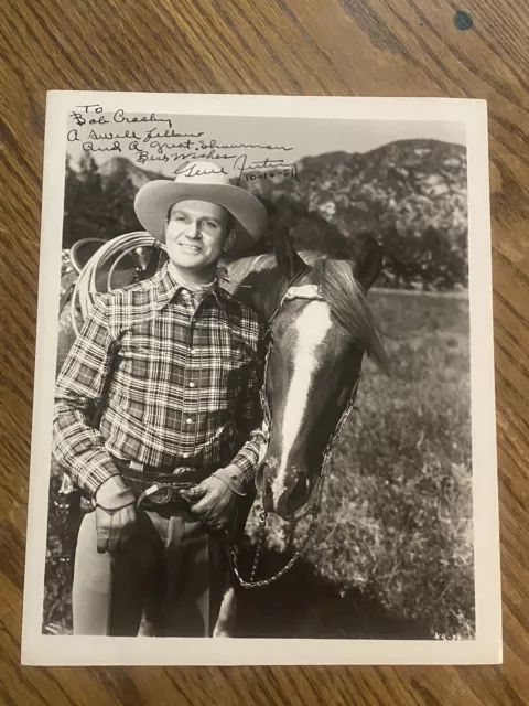 Gene Autry singing cowboy vintage hand signed photo with horse inscription 1951