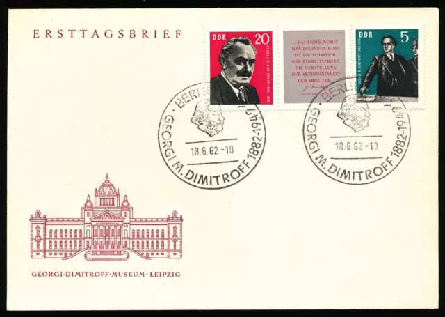 721466) DDR FDC 3erStreifen Nr.893-894 Dimitrow