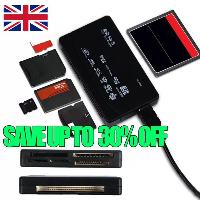 All in One 1 Memory Card Reader USB Adapter SD SDHC Mini Micro M2 MMC CF MS UK