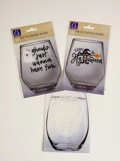 Pegatinas cuadradas de vidrio de Halloween para artesanos, decora tu propio vidrio, conjunto de 3