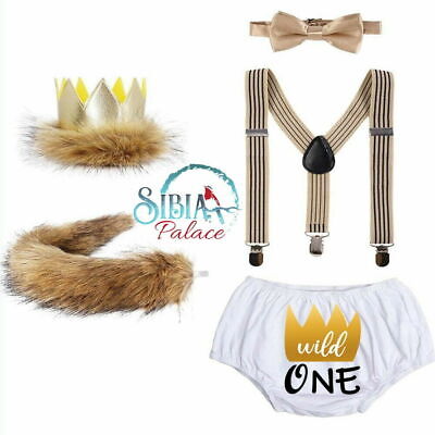 Wild One Baby Boy Jungle King Cake Smash 1st Birthday Costume Photo Prop Outfit