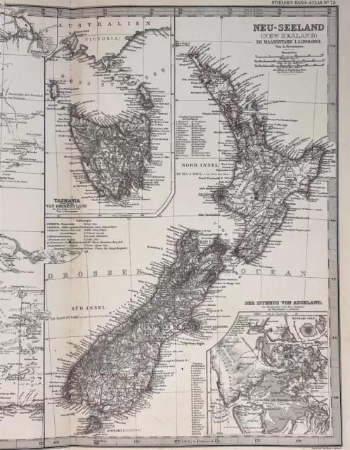 West Australia New Zealand Auckland Tasmania 1880 Petermann detailed map 2