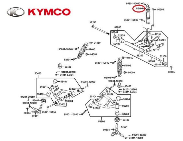 Neuf Oem Kymco Amortisseur Arriere Maxxer 90S (17-20)