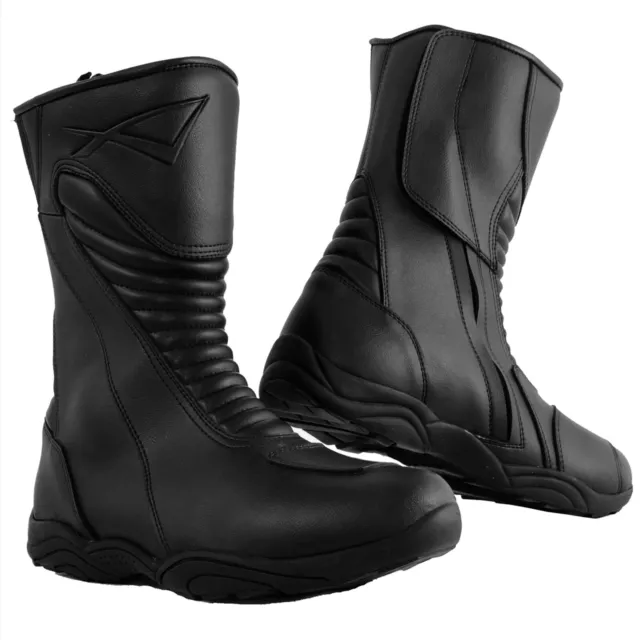 Bottes Racing Cuir Vachette Moto Motard Chaussures Renforcées Piste Route A-Pro