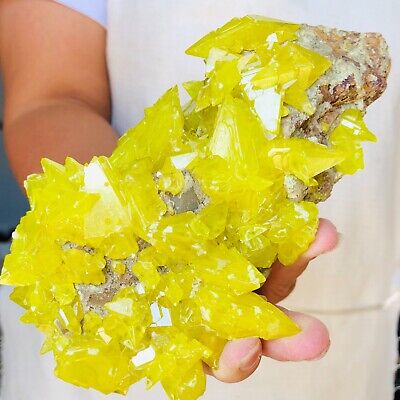 1.9LB Large Native sulphur On MATRIX Sicily Minerals specimen Healing S256