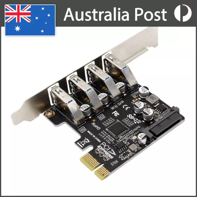 4 Port USB 3.0 PCI-E Expansion Card USB3 PCIe Controller Converter for Desktop