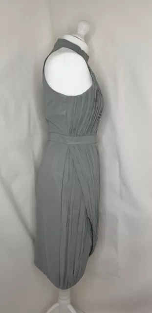 VLabel London Silver Grey High Neck Pleat Split Dress Size 10 2