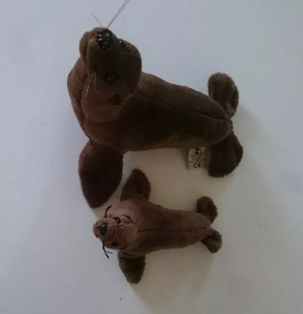 Lot de 2 Peluches   Otaries brunes  1 grand + 1 petit