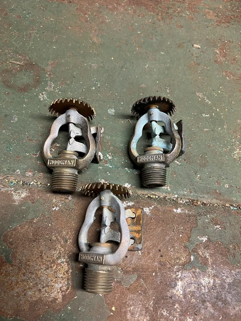 Vintage 165 1960 Hodgman D UPR HT Spray Brass Ceiling fire Sprinkler Heads 3 Lot
