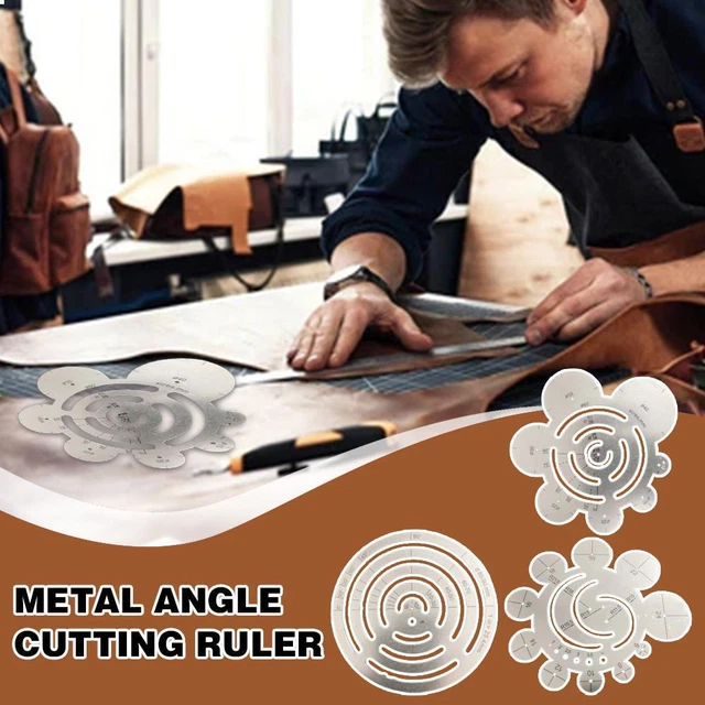 1 pieza hágalo usted mismo Herramientas redondas de corte de cuero Regla circular de corte esquina de metal F O8V1
