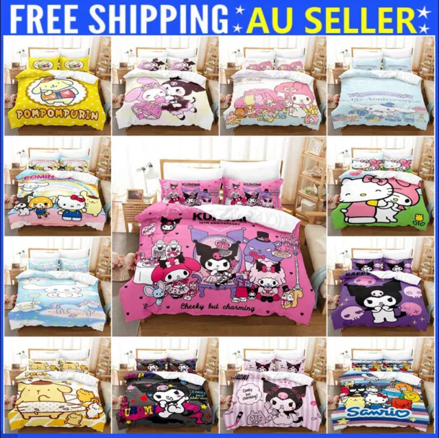 Sanrio Hello Kitty My Melody Bedding Set Doona/Duvet/Quilt Cover Pillowcases Set