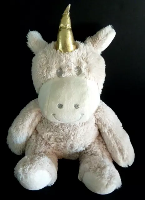 81. DOUDOU PELUCHE ATMOSPHERA LICORNE écru blanc beige yeux gris doré EXC.ETAT