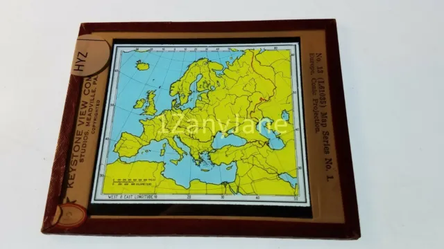 HYZ Glass Magic Lantern Slide Photo Vintage MAP OF EUROPE, MIDDLE EAST