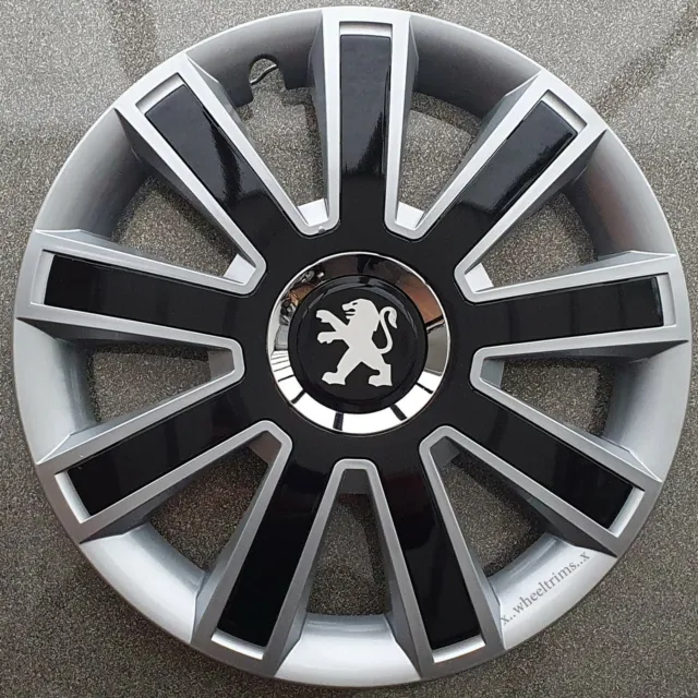 Silver/Black 15" wheel trims to fit Peugeot 207