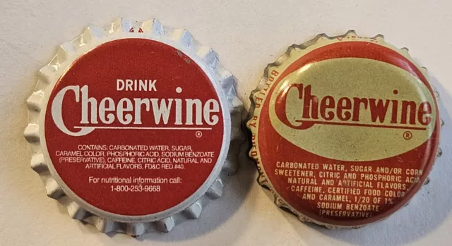 2 Cheerwine Plastic Lined Bottle Caps; Salisbury, NC