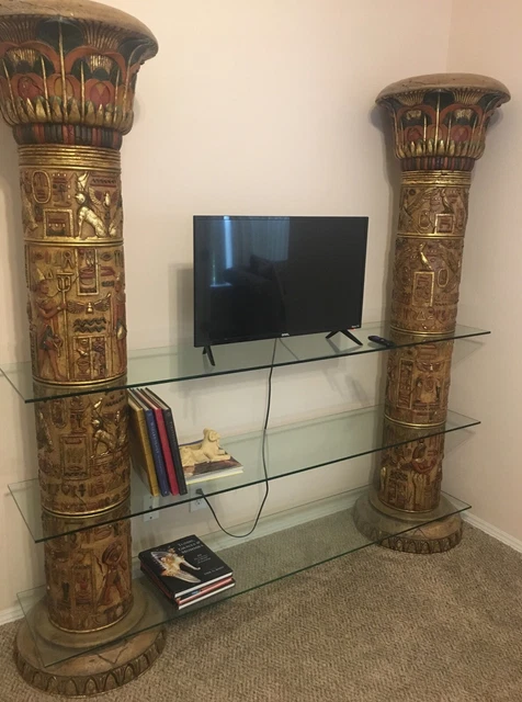 Design Toscano Egyptian Columns of Luxor Shelves Entertainment Center See Pics