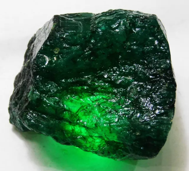 787 Ct Natural Translucent Zambia Green Emerald Rough Loose Gemstone