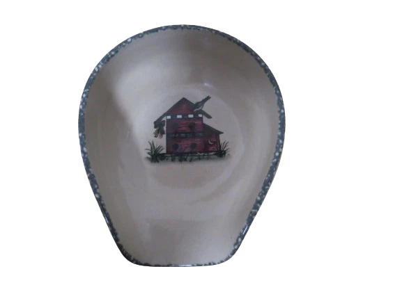 VTG 2001 Home And Garden Party Stoneware Birdhouse Spoon Rest Holder 6"L x 4.5"W