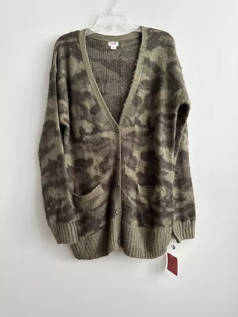 New MOSSIMO Supply CO L CAMOUFLAGE Camo Boyfriend CARDIGAN Olive V Neck Target