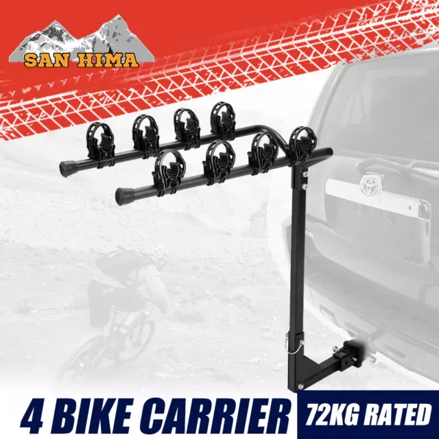 SAN HIMA 4 Bicycles Carrier Bike Rack For 2" Car Rear Towbar Hitch Mount 160LBS