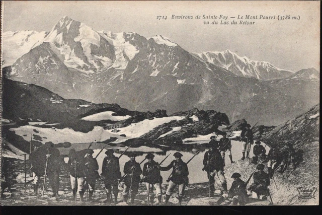 CPA 73 surroundings de Sainte-Foy-Le Mont Pourri seen from Lac du Retour-Alpine hunters