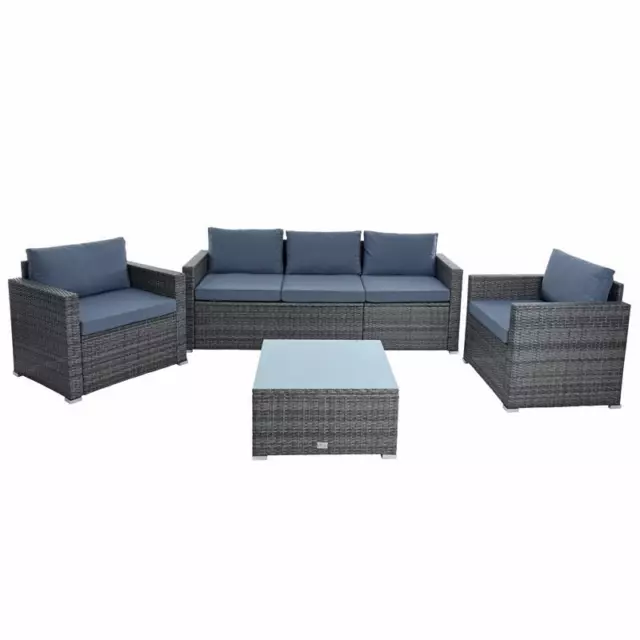 Gartenmöbel Set Polyrattan Sitzgruppe XXL Loungeset Gartenlounge Lounge Grau