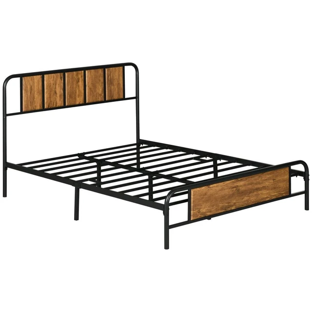 KING SIZE, DOUBLE Size Bed Frame Steel Bed Base with Headboard Rustic