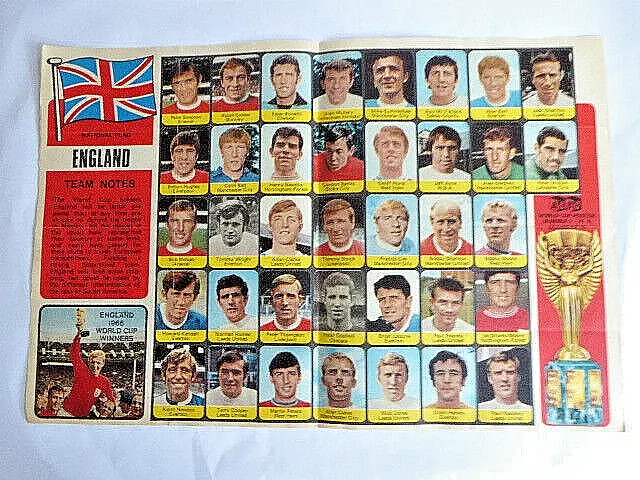 A&Bc Gum World Cup 1970 Posters #1 England Football Team Moore,Charlton,Banks