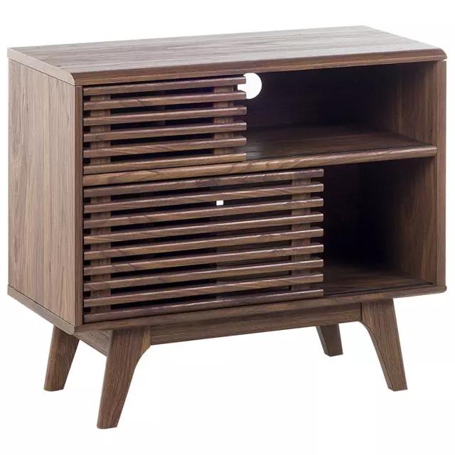 Meuble TV en Bois d'Ingénierie Bois Foncé Finition Mate Style Scandinave Clevel