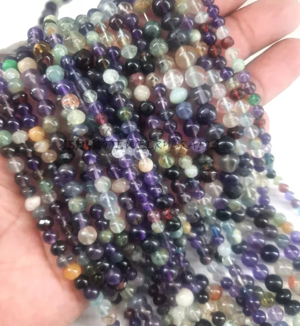 8" Natural Disco Beads Smooth Round Balls Shape Gemstone Jewelry Making Crafts