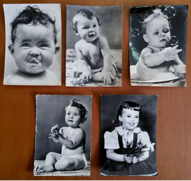MA 5 cartoline "Ritratti di bambine e bambini" - Anni 50/60 FG VG BN