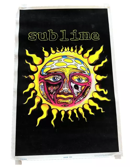 Vintage 1998 Sublime Sun Black Light Poster Funky Enterprises 23"x35" Flocked As