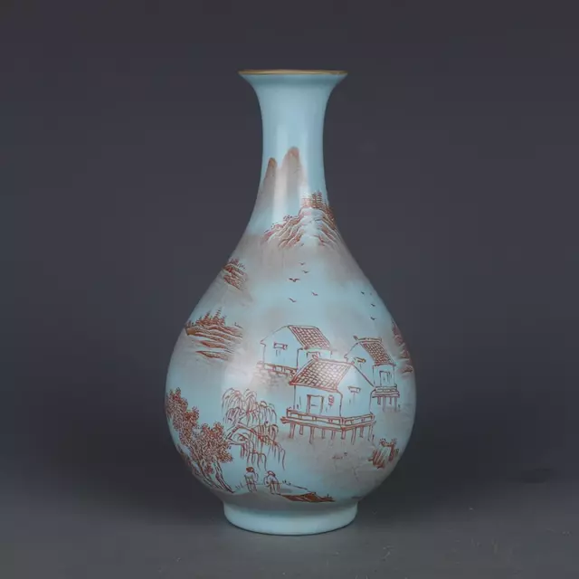 Beautiful China Freehand Sketching Song Famille Rose Porcelain Scenery Vase