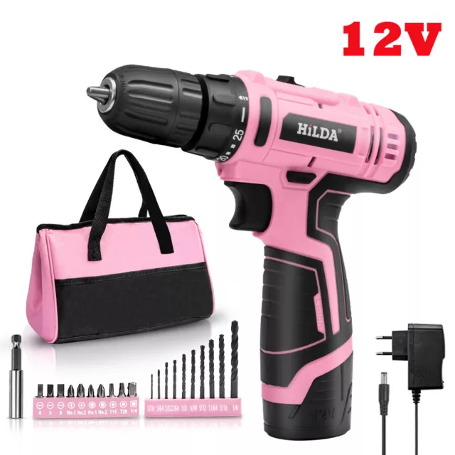 21V Cordless Drill Electric Screwdriver Impact Driver Combi Drills Kit 2 Battery