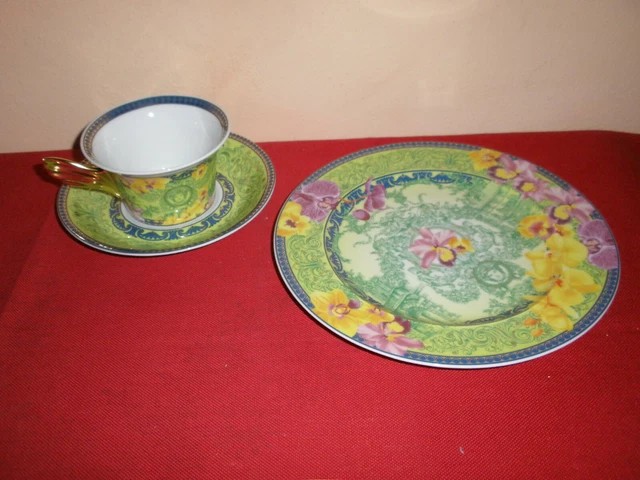 Versace Rosenthal 3tlg Floralia Tasse Unterteller Kuchenteller 25 Jahre Versace