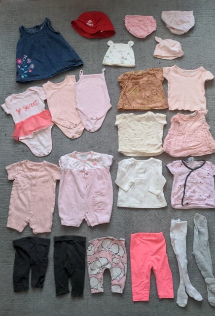 Massive bundle baby girls 0-3 months clothes leggings dress tops romper
