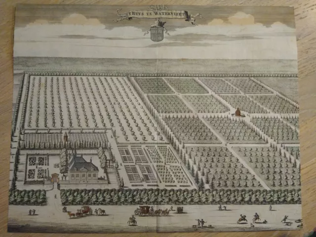 1696 Ansicht Kupferstich T Huys te Watervliet Holland Niederlande