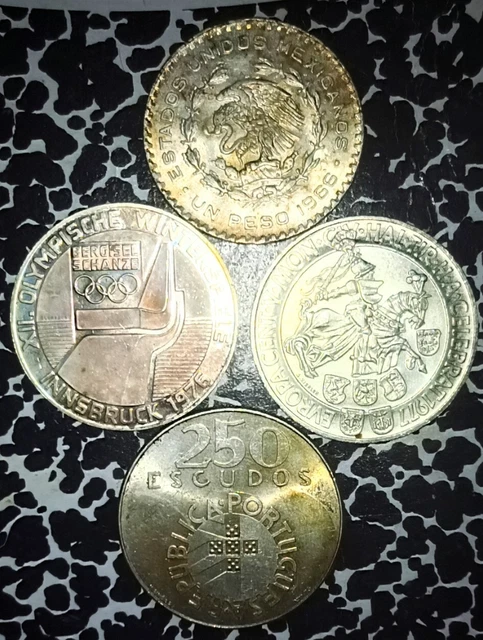 👀-HUGE SILVER WORLD COIN LOT- Mexico-Austria-Portugal-89 Grams Total Weight-👀