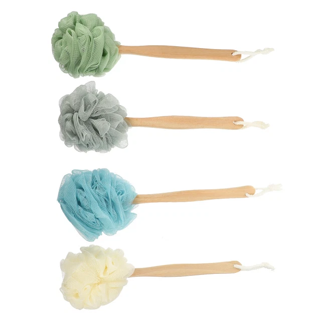 4 piezas cepillo corporal de ducha limpiador trasero con mango de nailon para exfoliar la piel