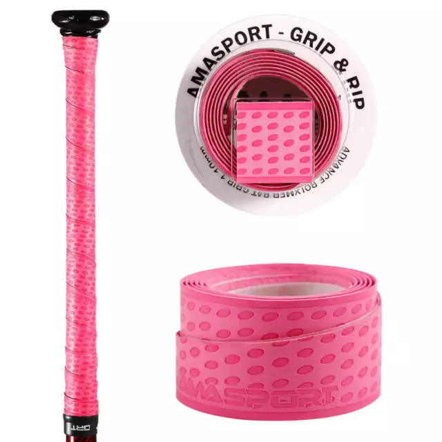 Pink AMA Sports Solid Softball & Baseball Grip & Rip Cushioned Bat Tape 1.10 mm